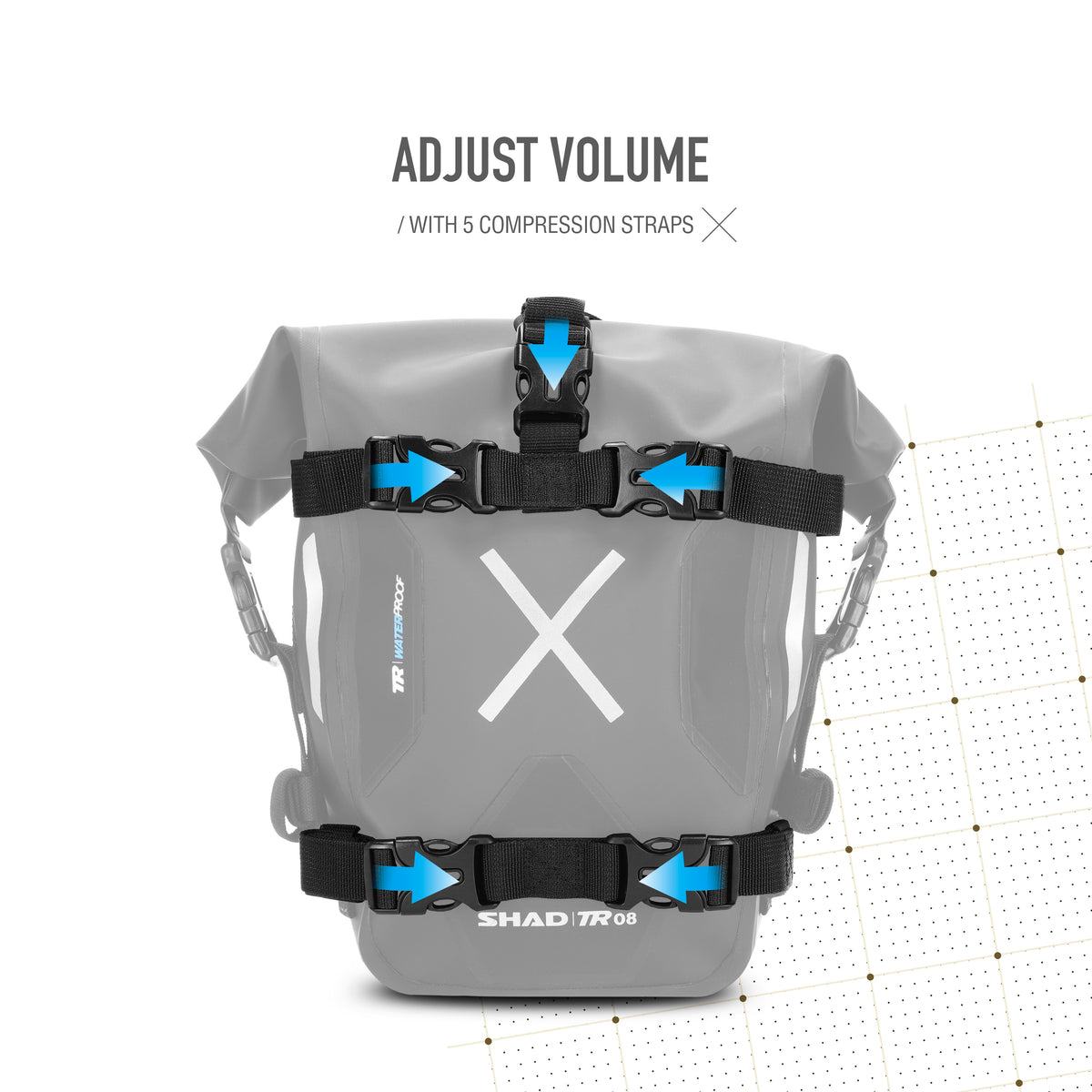 Shad TR08 Wasserdichte Adventure-Tasche für Motorrad-Topcase, 8 l