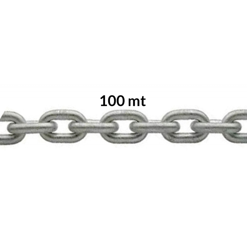 FNI-kalibrierte, verzinkte Kette, Durchmesser 6 mm – 100 m Spule C03060CF