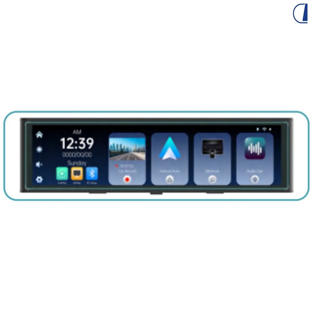 Di-Tec Specchietto retrovisore con CarPlay, Android Auto e DVR 2 canali