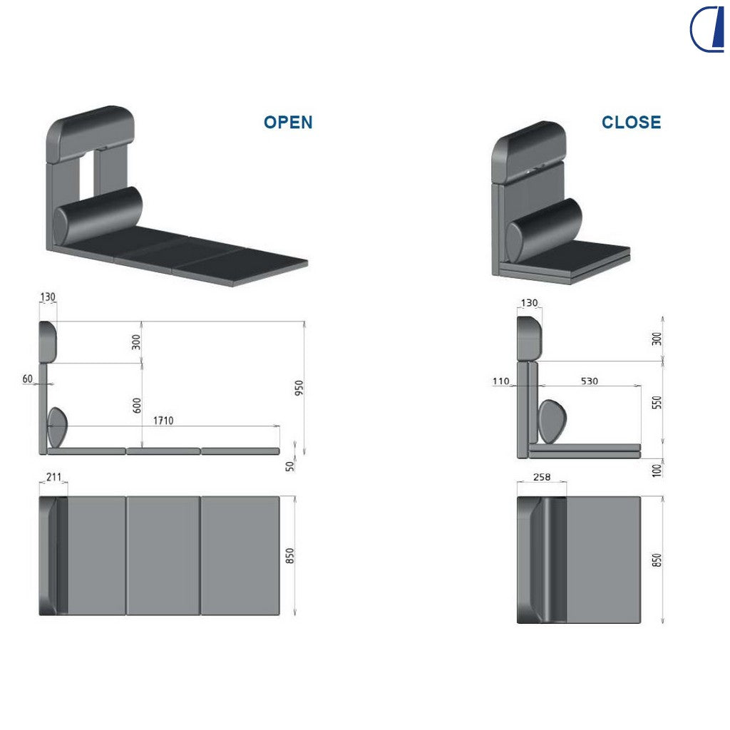 Kit cuscineria SmartSeat CTA per dinette camper con tappezzeria nero/melange
