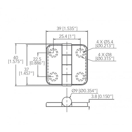 Marine Town Nautica 316 Stainless Steel Hinge with Cover 9120651