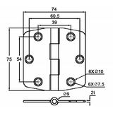 Marine Town Nautica 316 Stainless Steel Hinge with Cover 9120658