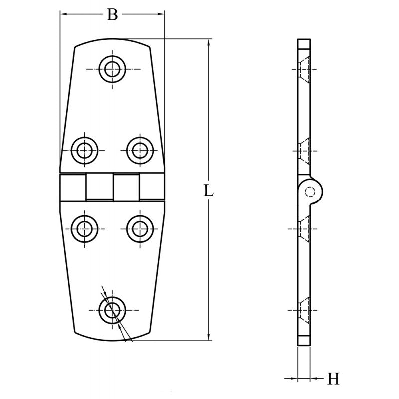 Bisagra de acero inoxidable FNI mm 76X38 S1201-A0076-61