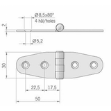 Roca Ab. Bisagra de acero inoxidable mm 100X27 442720