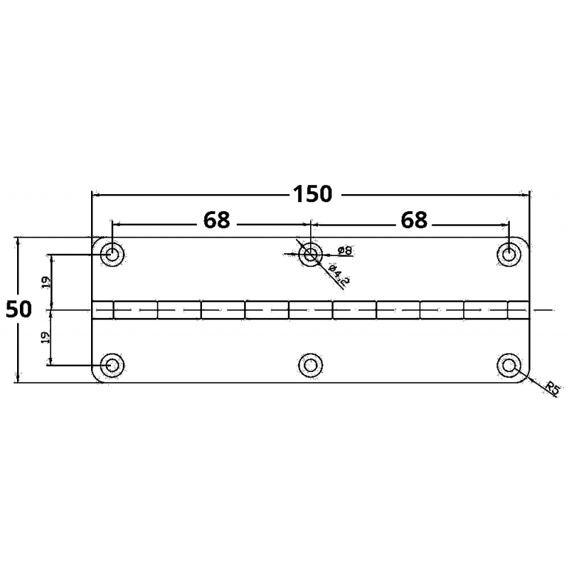 FNI Cerniera In Acciaio Inox mm 150X50 CMF 50-150
