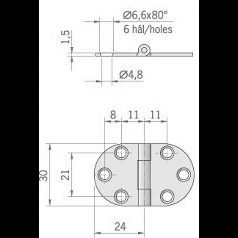 Roca Ab. Stainless steel hinge 47X30 mm 440070