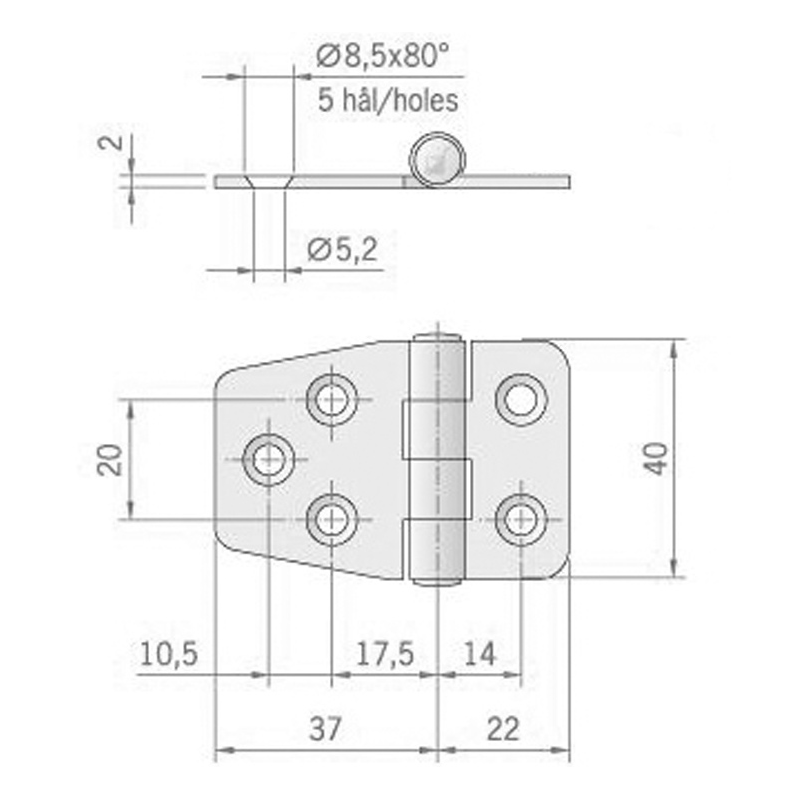 Roca Ab. Cerniera Inox mm 59X40 441500