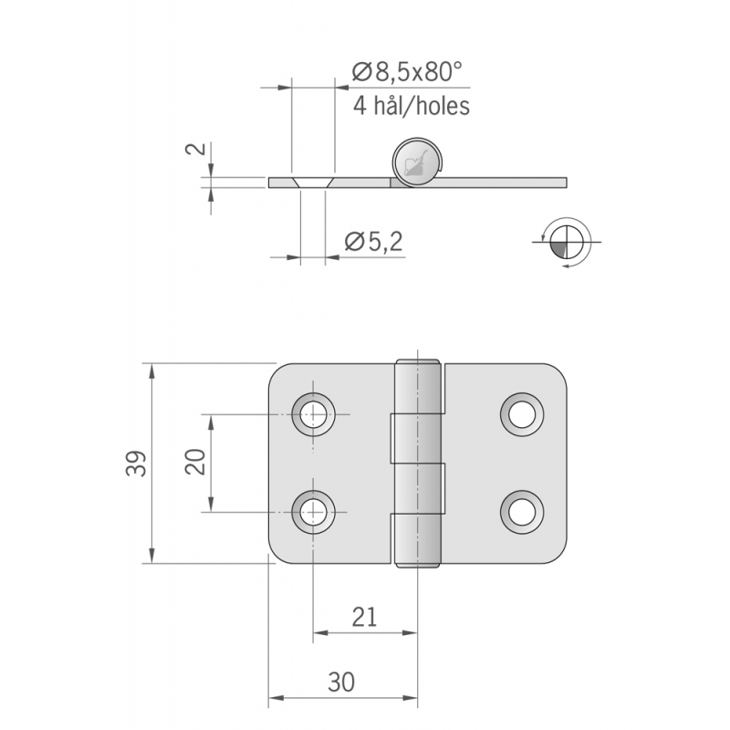 Roca Ab. Cerniera Inox mm 60X39 441690