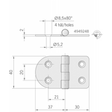 Roca Ab. Cerniera Inox mm 67X40 Standard 441670
