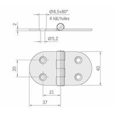 Roca Ab. Bisagra de acero inoxidable 74X40 mm 441700