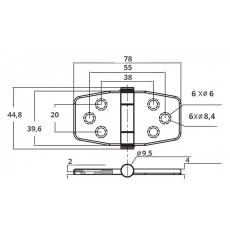 Marine Town Nautica 316 Edelstahl-Scharnier mit Abdeckung 0319413