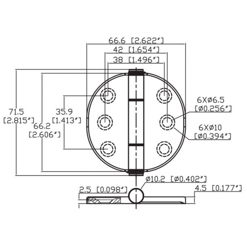 Marine Town Nautica 316 Edelstahl-Scharnier mit Abdeckung 0319319