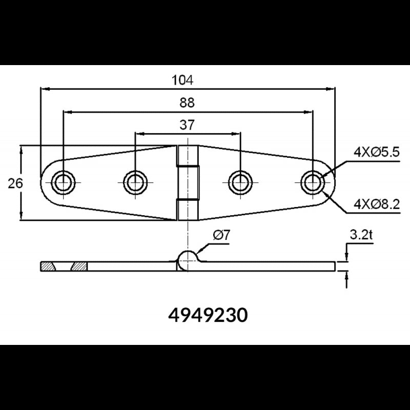 Marine Town Nautica Stainless Steel Hinge 104X26 mm 8936641