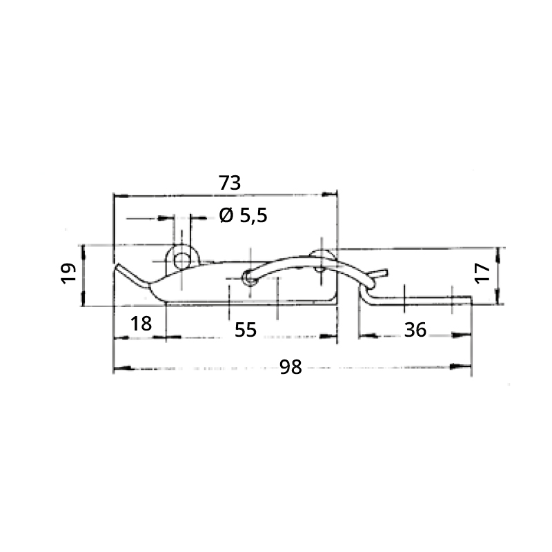 Cerradura de palanca de acero inoxidable FNI con portacandado 2.06.01.30/6+RIS.INOX