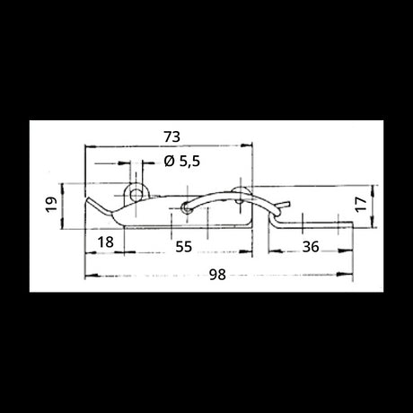 FNI Edelstahl-Hebelschloss mit Vorhängeschlosshalterung 2.06.01.30/6+RIS.INOX