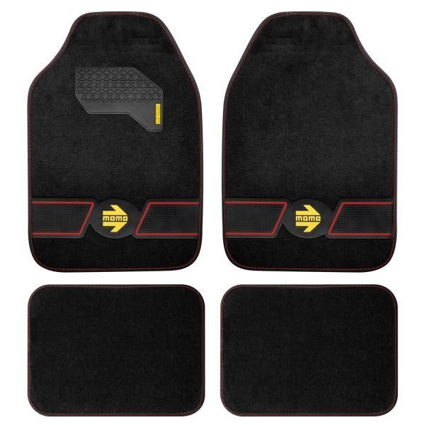 Momo Set of 4 Fun black/red striped carpet rugs