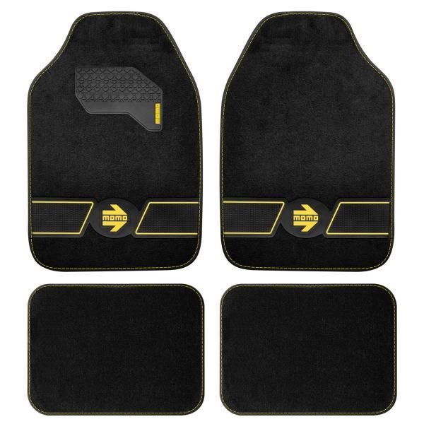 Momo Set of 4 Fun black/yellow striped carpet rugs