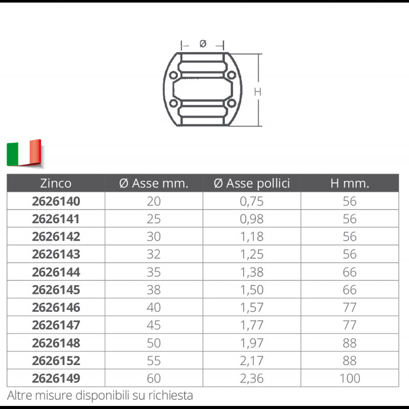 Enrico Polipodio Collare Asse Diametro mm 20 AN002