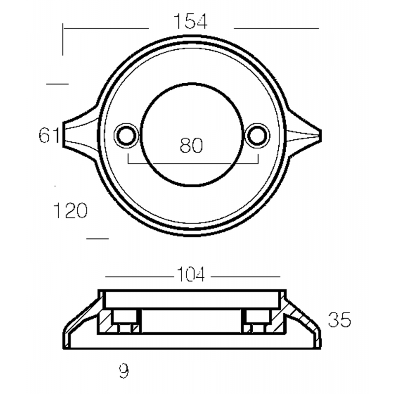 Enrico Polipodio 280 HP Collar de zinc 00703 Ánodos Volvo Penta