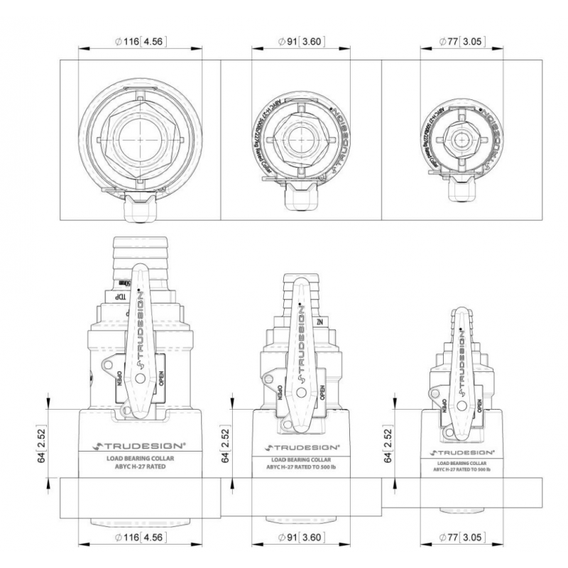 Collar de refuerzo de válvula Trudesign de 1/2-3/4-1 pulgada TRU90856