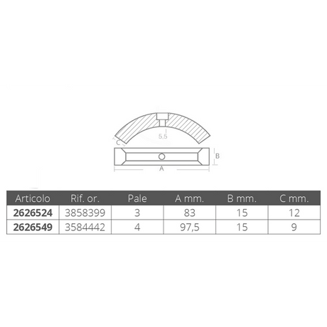 Tecnoseal Zinkmanschette für 3-Blatt-Propeller 00728