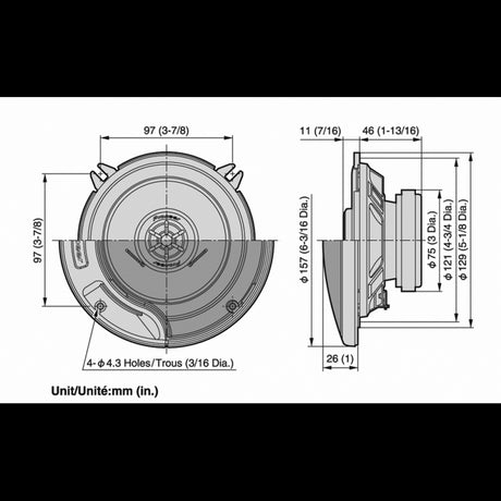 Pioneer Pair of Speakers, Diameter 130 mm