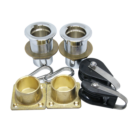 FNI Paar Davits aus Edelstahl, Durchmesser 40 mm, Baujahr 1970