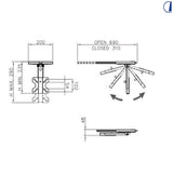 Di-Tec Braccio porta TV a soffitto scorrevole 690 mm con fermi di sicurezza