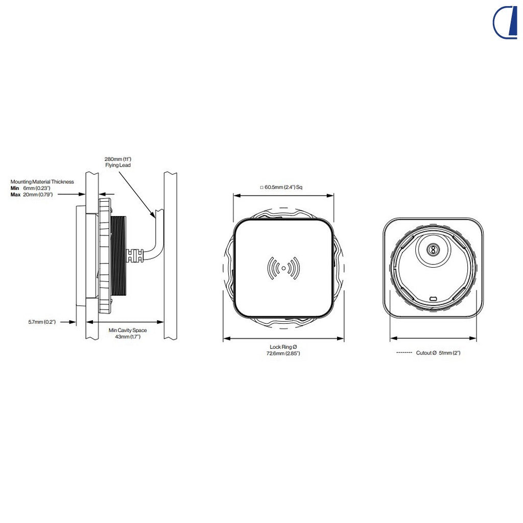 Di-Tec Caricabatterie wireless magnetico Qi2 IPX6 15W 12/24V per camper