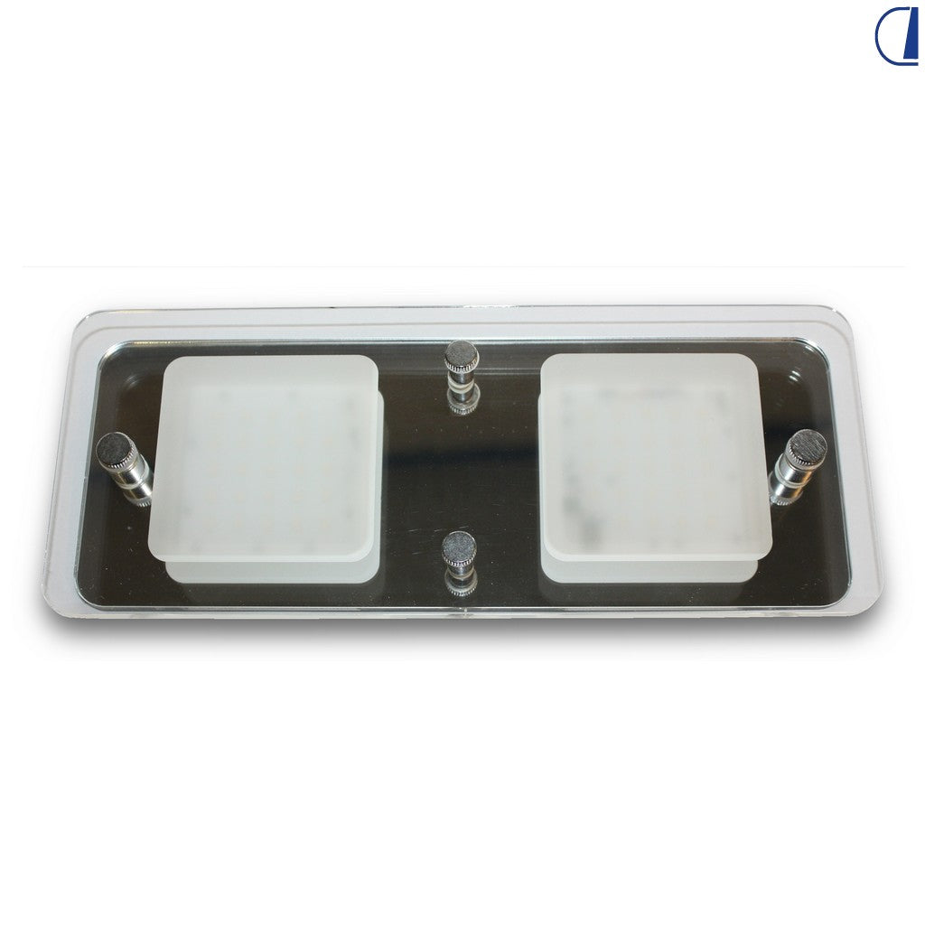 Plafoniera LED rettangolare da camper 22x9 cm con luce notturna blu