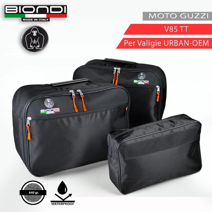 Biondi Borse Interne per Valigie Moto Guzzi V85TT Urban - Tris DX+SX+Beauty