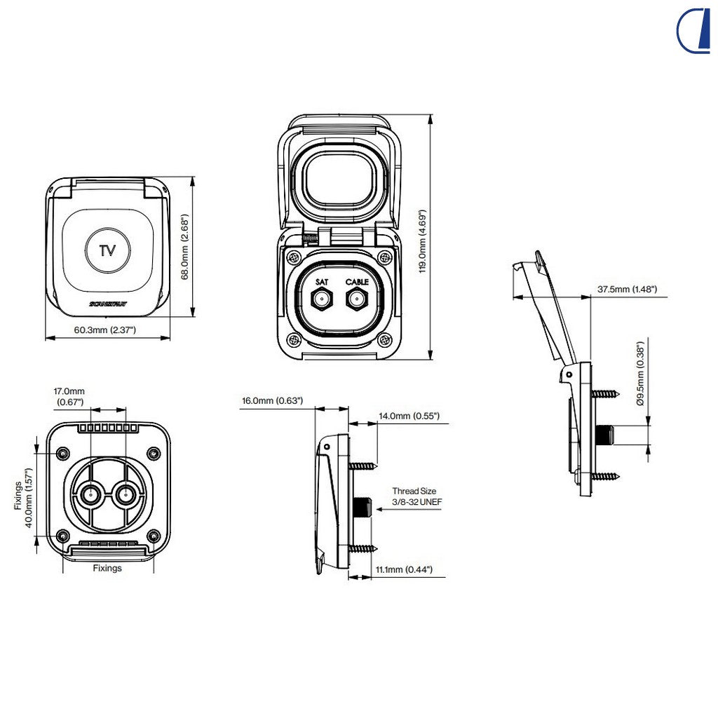 Di-Tec Presa TV/SAT da esterno serie Ventura IP68 doppio coassiale F
