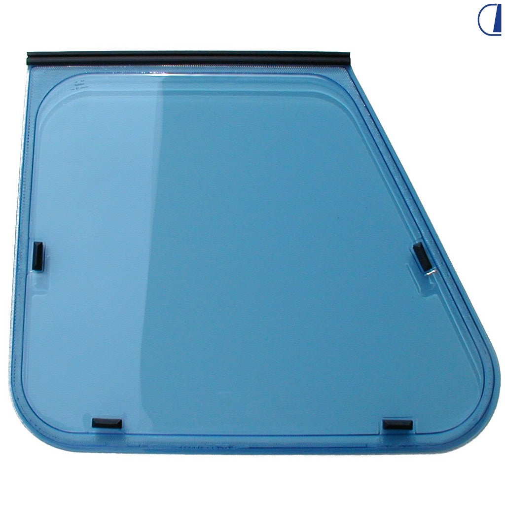 Di-Tec trapezoidal casement window blue black frame right side 85x65 cm