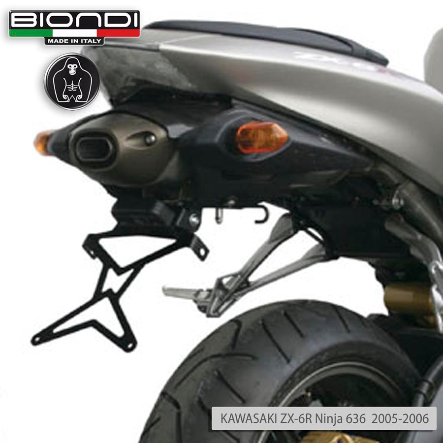 Biondi Portatarga Moto Regolabile Acciaio Nero Kawasaki ZX-6R Ninja 636 2005-2006