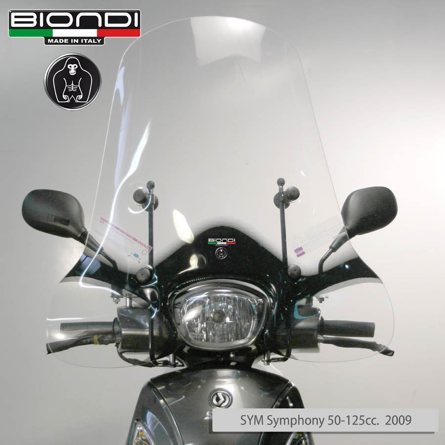 Biondi Club Parabrezza Scooter Trasparente con Serigrafia Nera - Solo Schermo