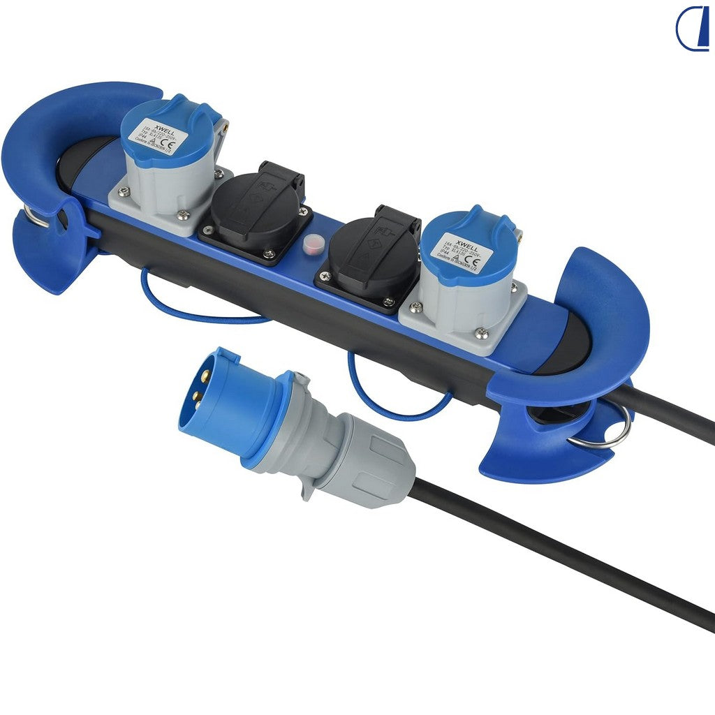 Di-Tec Prolunga multipresa da esterno CEE 5 m con 2 prese schuko e 2 CEE