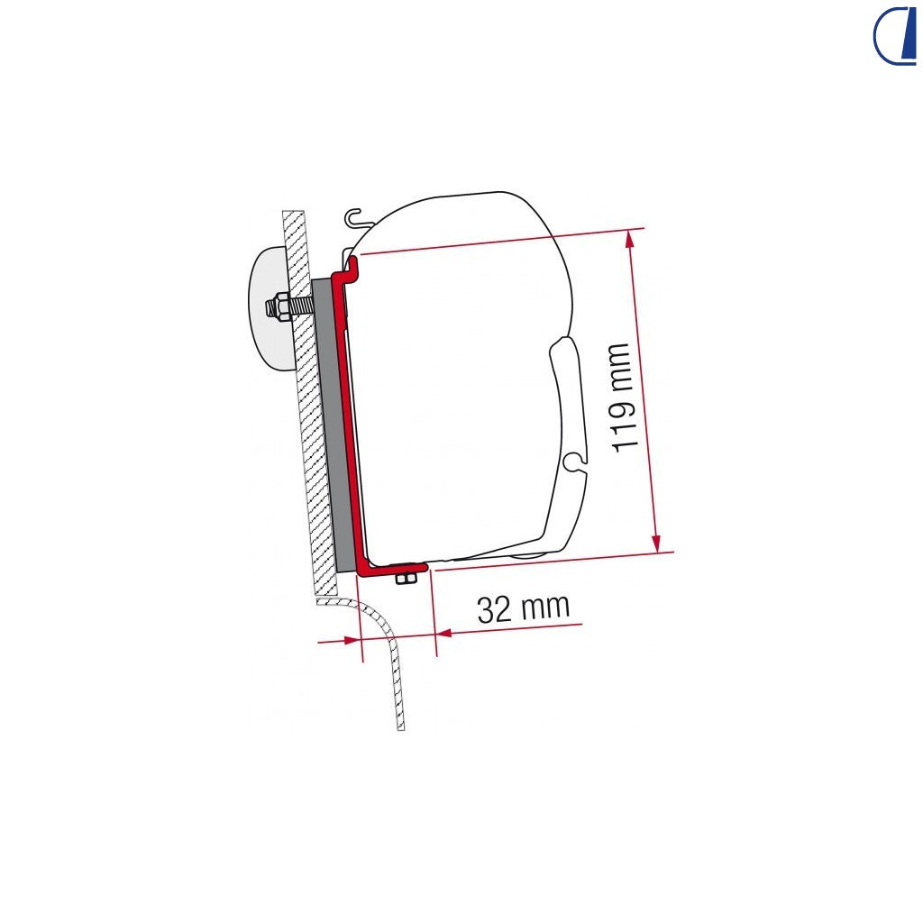 Fiamma Adattatore tenda da sole F45 per Westfalia tetto alto – 2 staffe