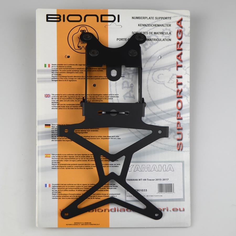 Biondi Portatarga Moto Regolabile Acciaio Nero Yamaha MT-09 Tracer 2015-2018