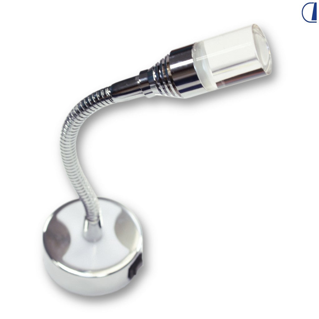 Lampada da lettura flessibile Dimatec Flexi 2 con luce notturna blu, cromato
