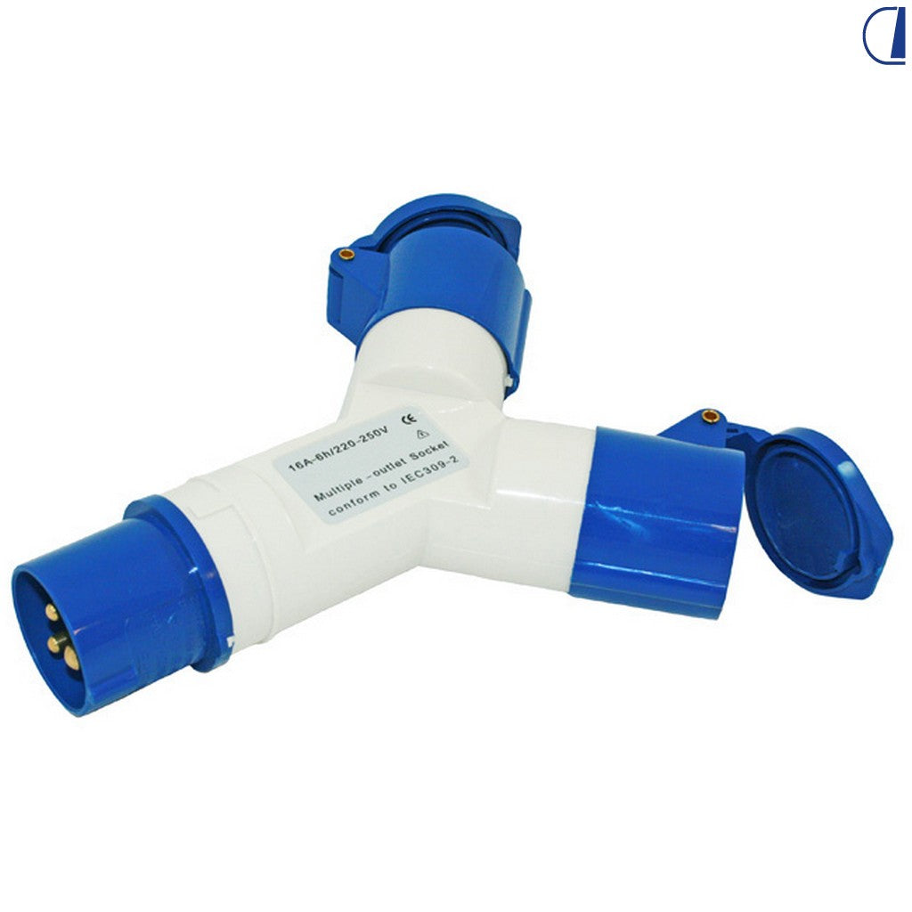 Di-Tec Splitter CEE a 2 vie 230V 16A IP44 per camper e roulotte