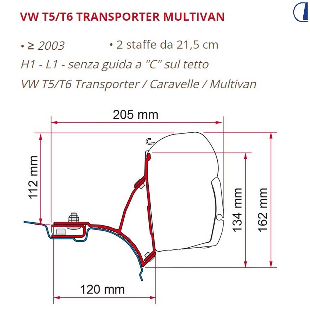 Fiamma Kit VW T5/T6 Transporter Caravelle Multivan per Veranda