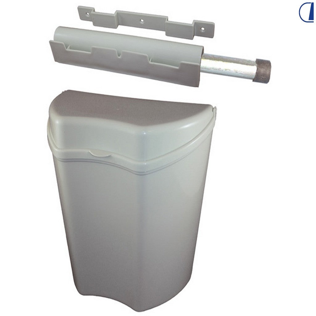 Di-Tec Pattumiera 8 L per porta cellula con supporto a parete, grigia