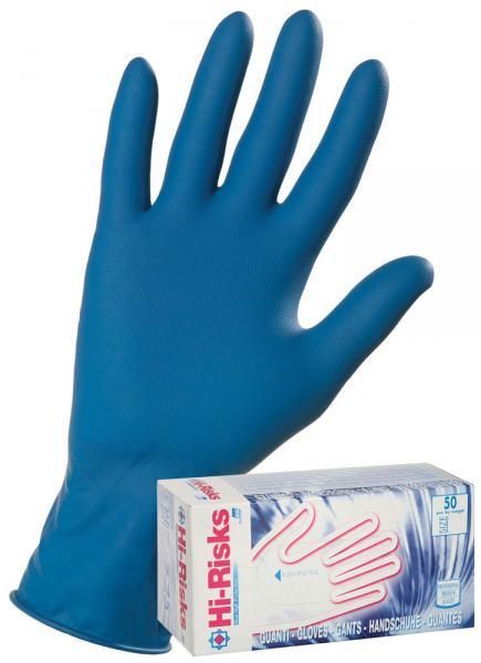 Ico Box 50 Hi-Risks blue latex gloves size XL (9-9.5)