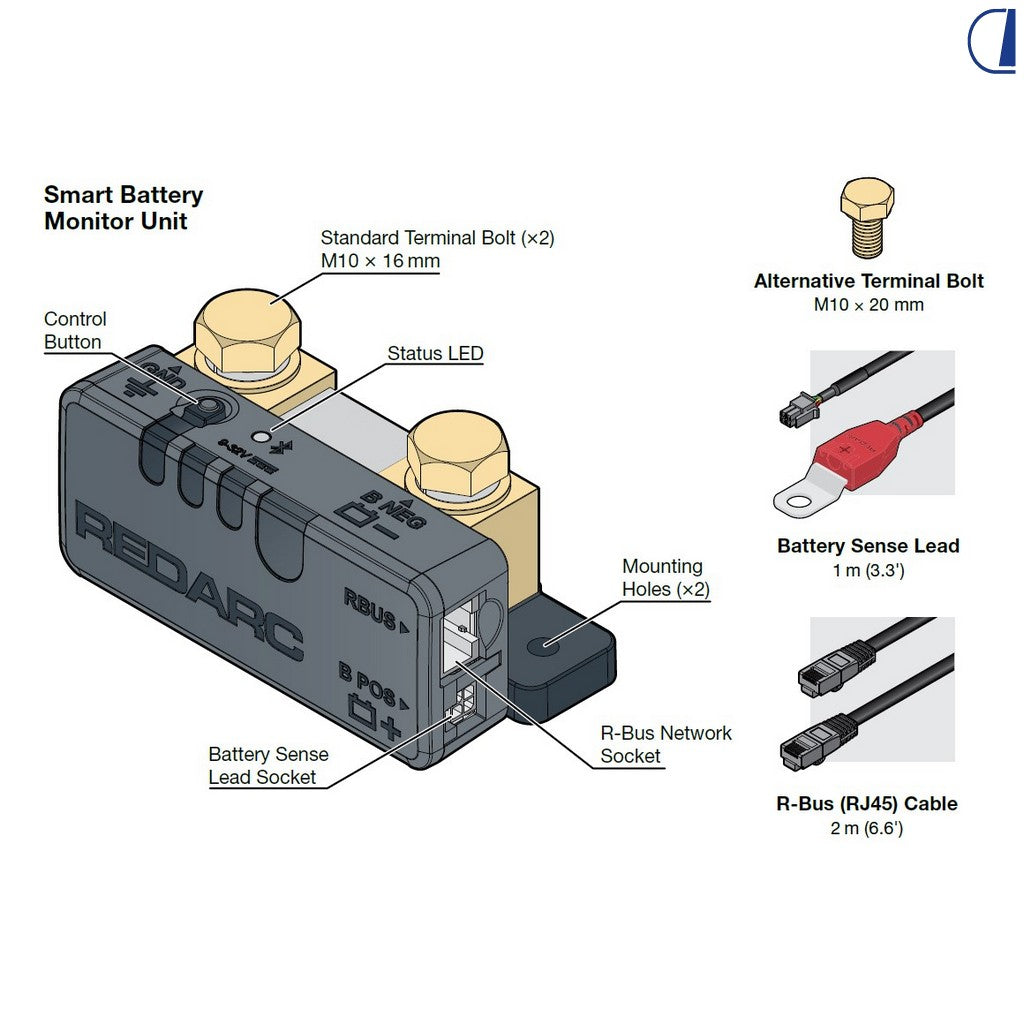 Redarc BMS Smart Battery Monitor con Bluetooth 9-32 V ±500 A