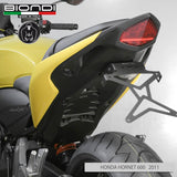 Biondi Verstellbares Motorrad-Kennzeichenhalter aus schwarzem Stahl für Honda CB1000R / CBR600F / Hornet 600 – Komplettset