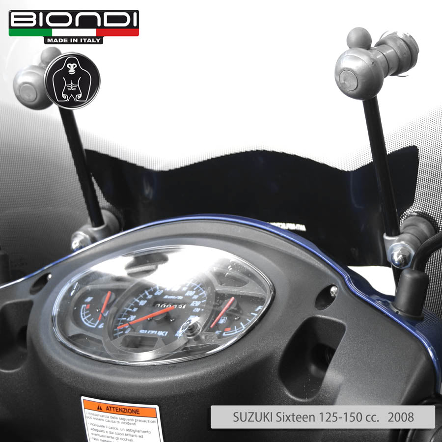 Biondi Parabrezza Mod. Z Trasparente Suzuki Sixteen 125/150 cc 2007-2014 con Kit Attacchi