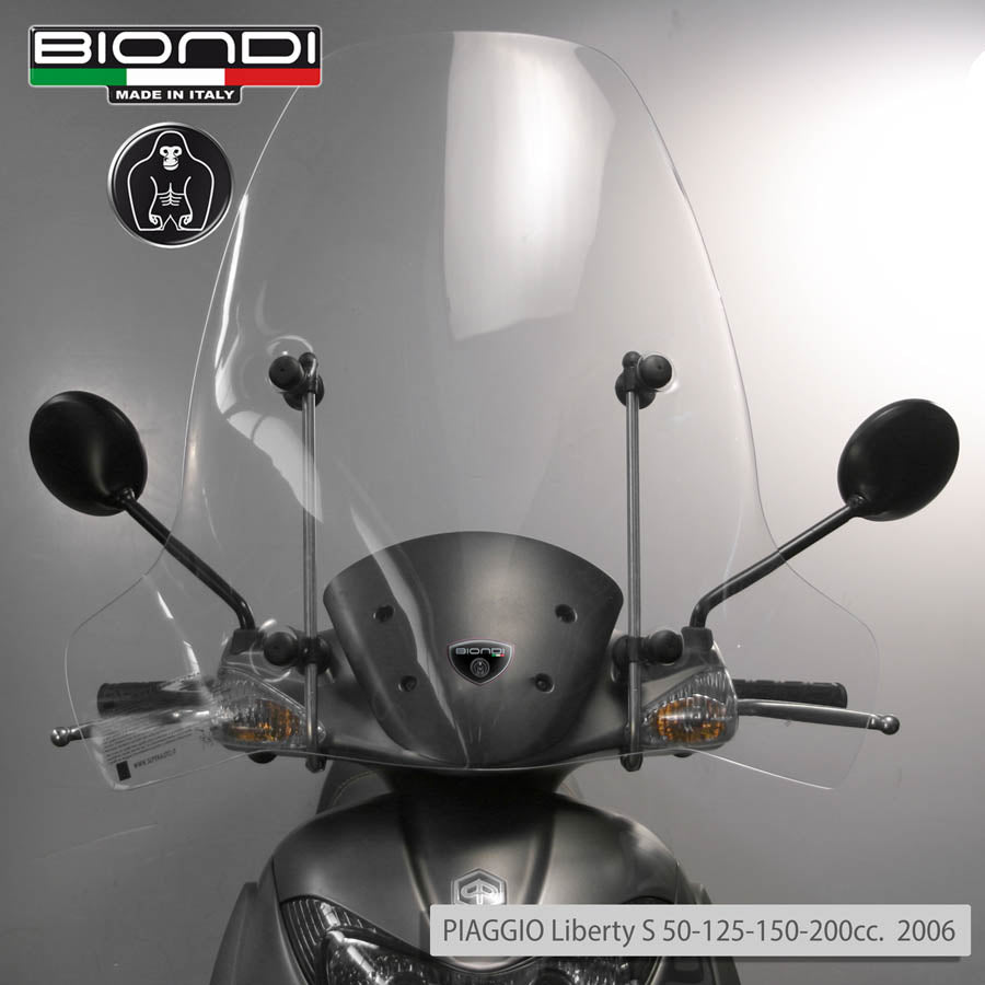 Biondi Parabrezza Mod. Z Trasparente + Attacchi Piaggio NRG Extreme DD 50 cc 1999-2004