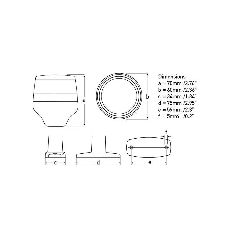 Poste compacto Hella Marine Naviled 360 negro náutico 2LT 980 960-201