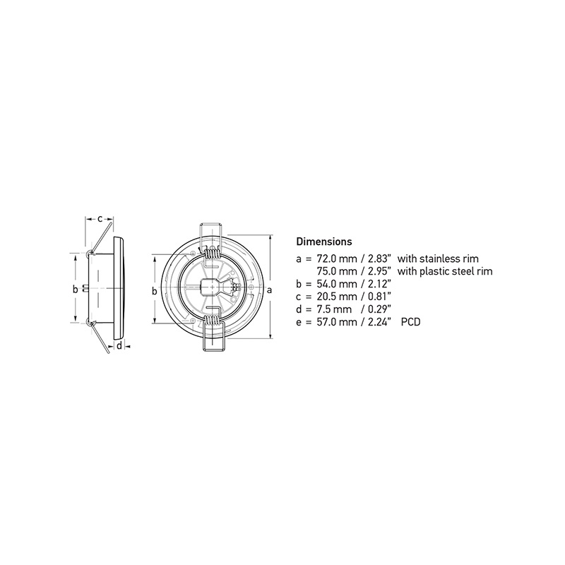 Hella Marine Euroled Faretto Incasso 75 Acciaio Luce Bianca 24 V nautica 2JA 958 110-621