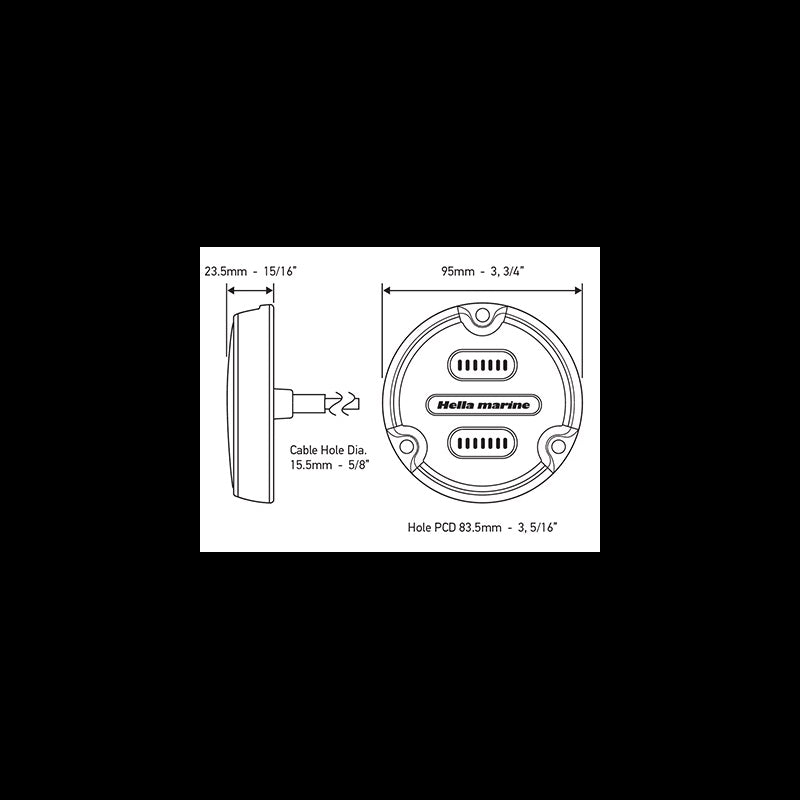 Hella Marine Apelo A2 LED-U-Boot-Leuchte Bronze B/Nautical Blue 2LT 016 147-101